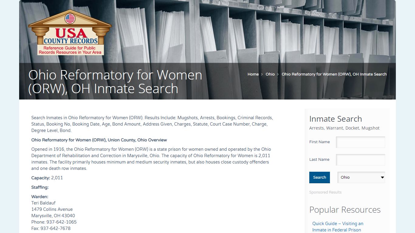 Ohio Reformatory for Women (ORW), OH Inmate Search | Name ...